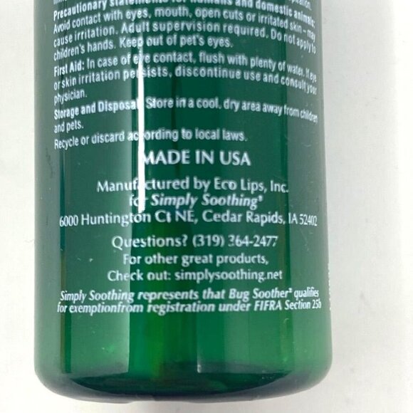 Bug Soother 1 Fl Oz Bug Spray Deterrent Safe Gentle Lemongrass Oil Made in USA - Picture 7 of 7